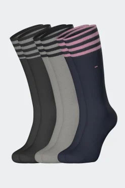 Lot De 3 Paires De Chaussettes A Bords Rayes En Coton Stretch
