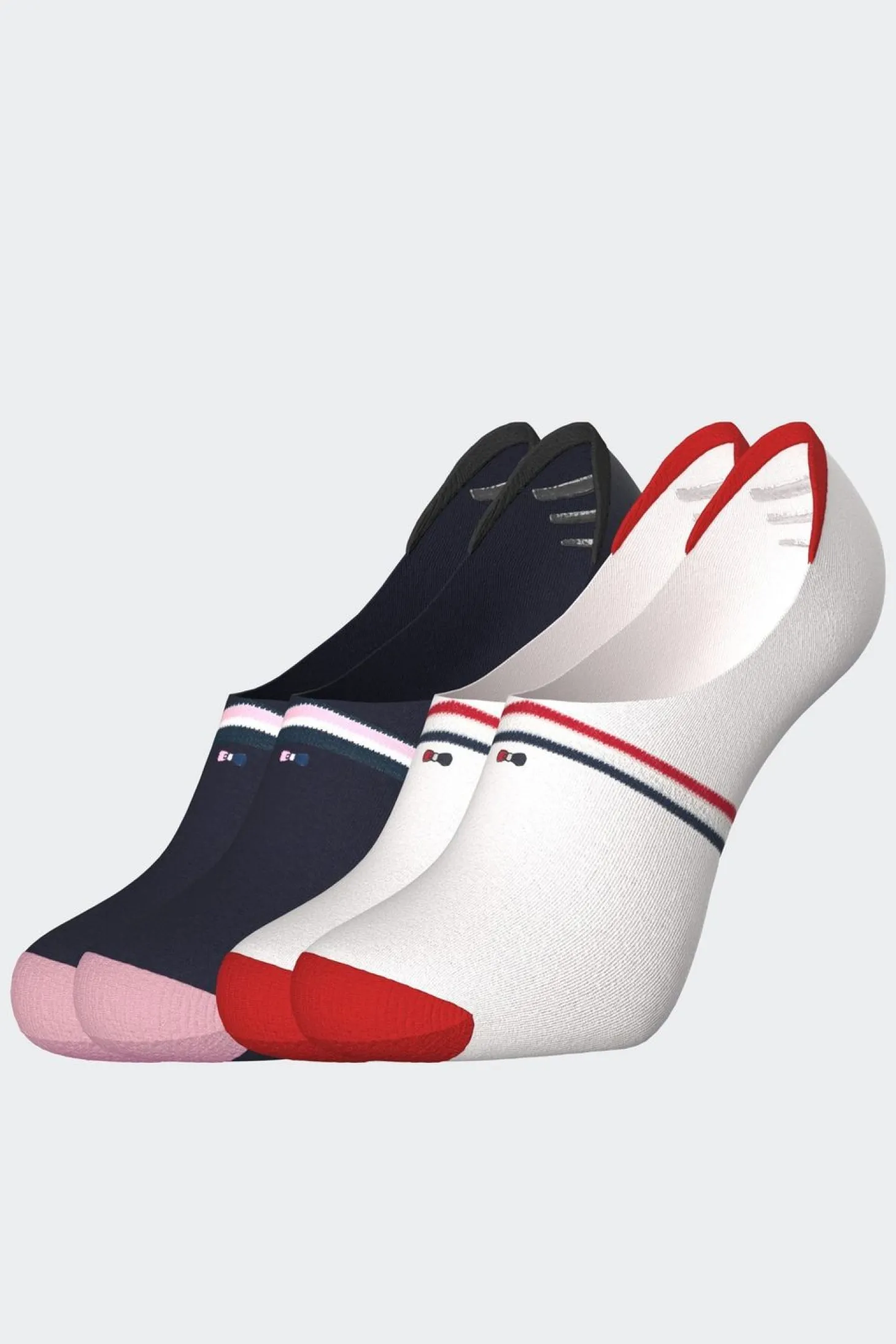 Lot De 2 Paires De Chaussettes Basses A Details Tricolores En Coton Stretch