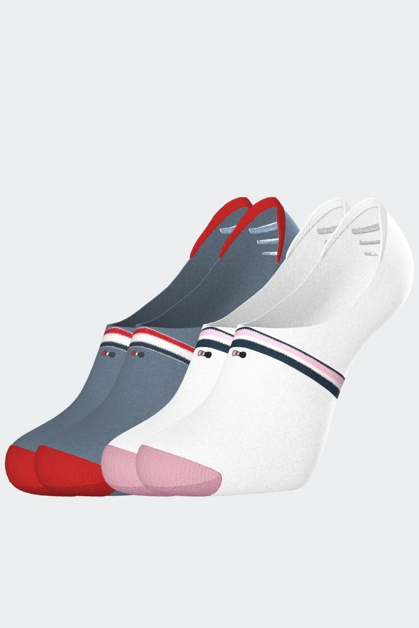 Lot De 2 Paires De Chaussettes Basses A Details Tricolores En Coton Stretch