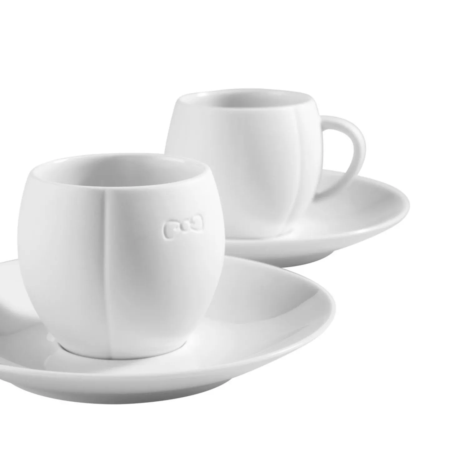 Lot De 2 Tasses Et Sous-Tasses Blanches En Porcelaine