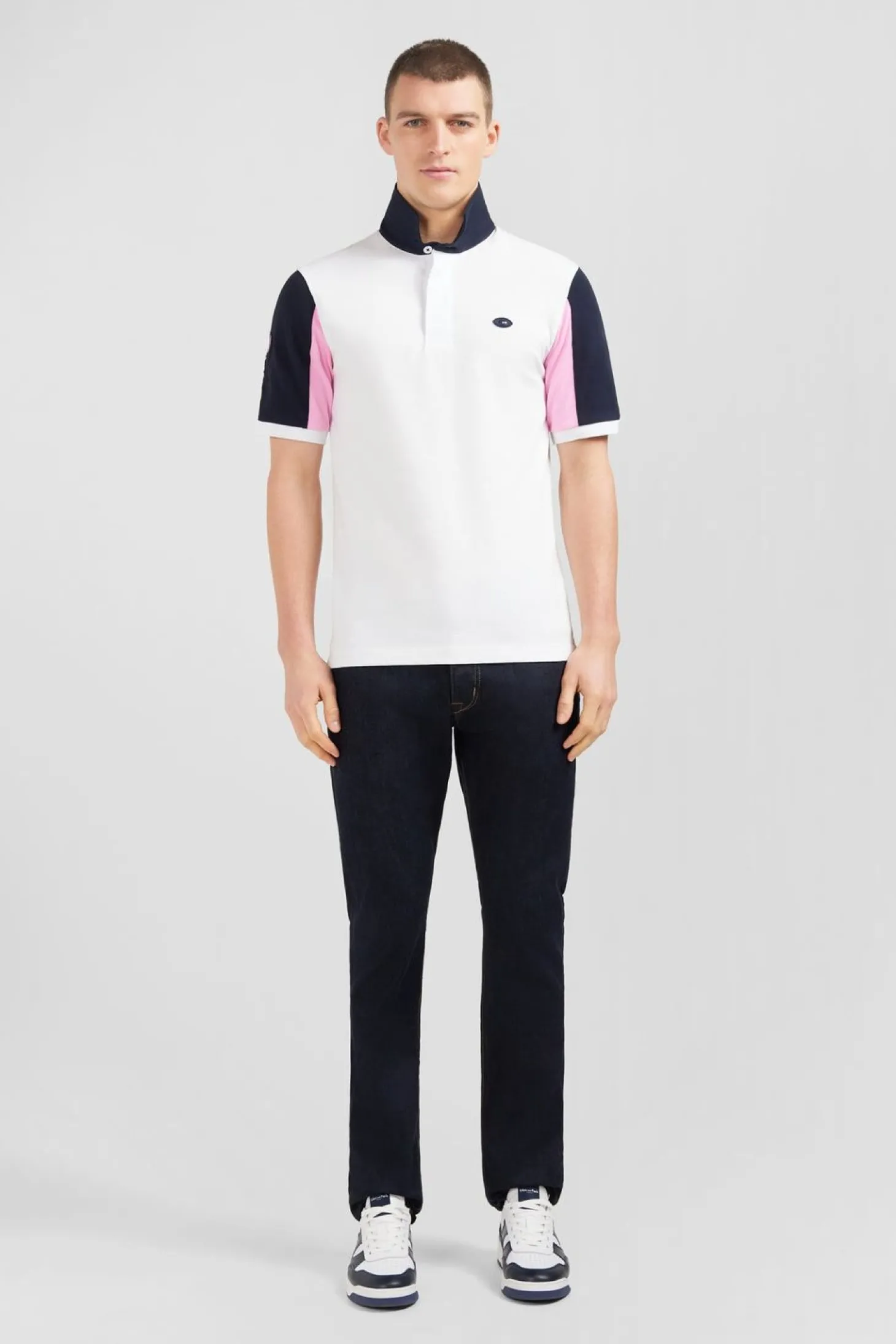 Maillot Blanc Colorblock A Broderie N°10 Au Dos