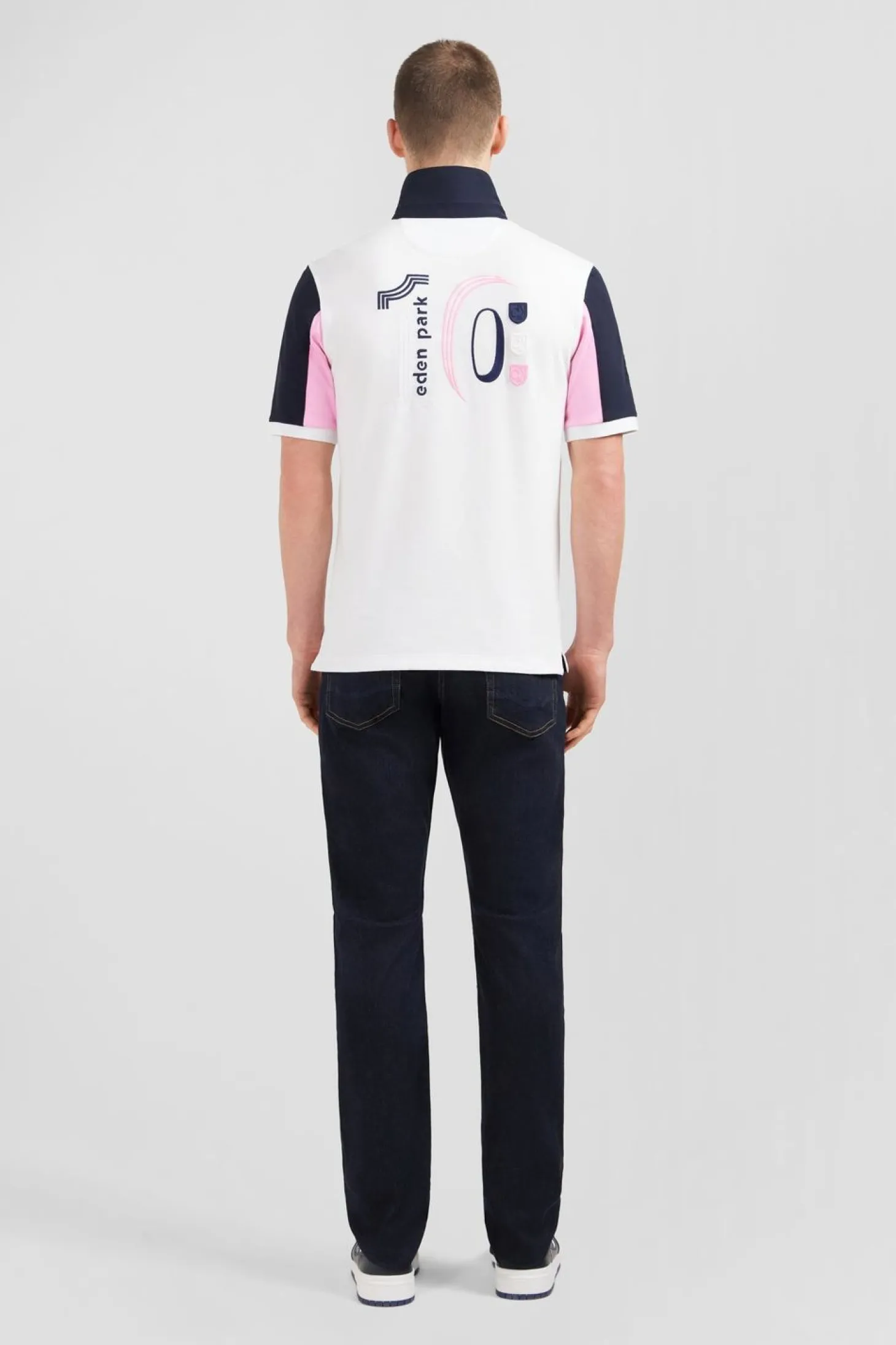 Maillot Blanc Colorblock A Broderie N°10 Au Dos