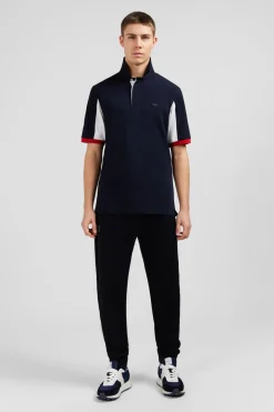 Maillot Bleu Fonce Colorblock A Broderie N°10 Au Dos