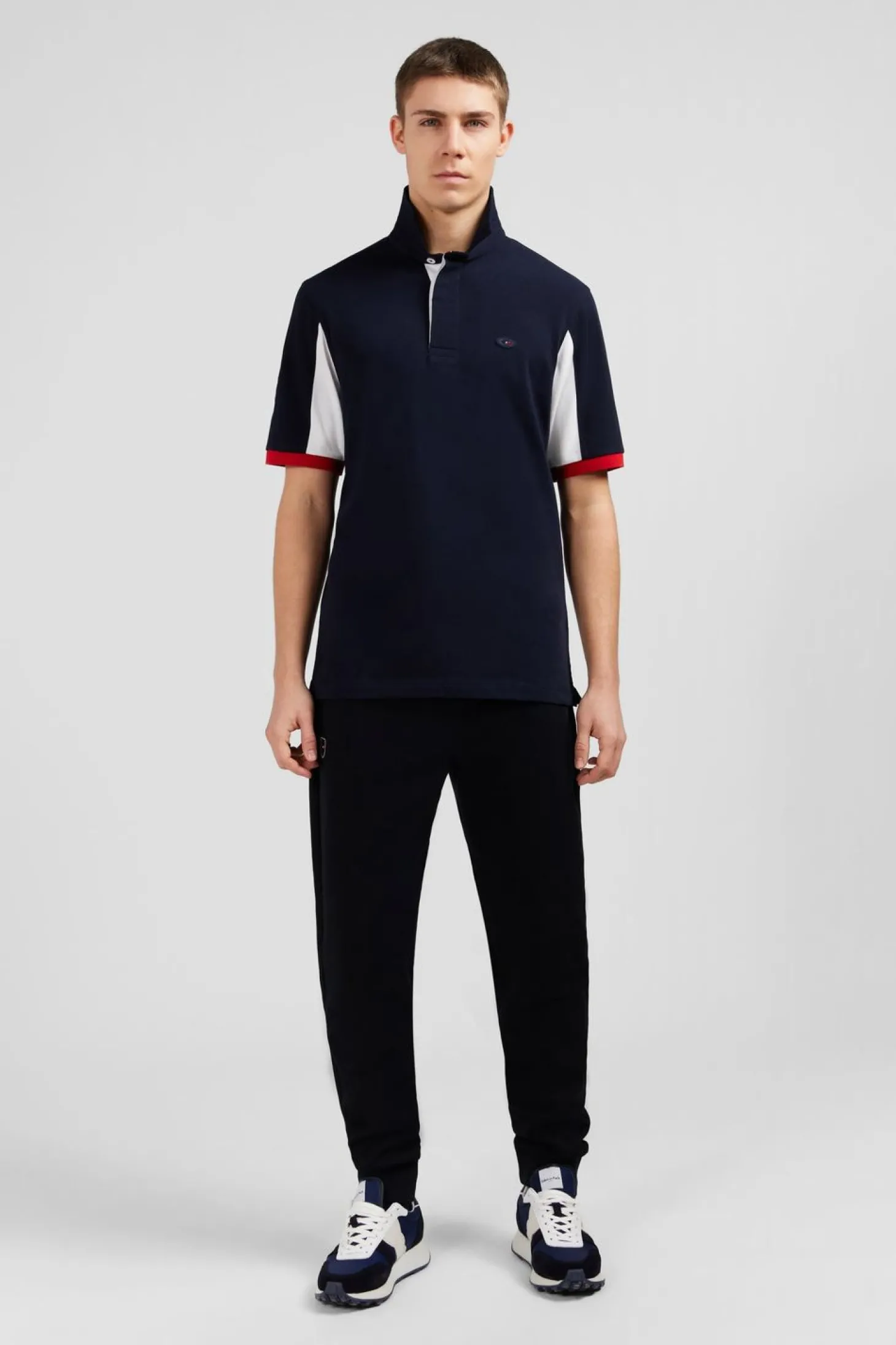 Maillot Bleu Fonce Colorblock A Broderie N°10 Au Dos