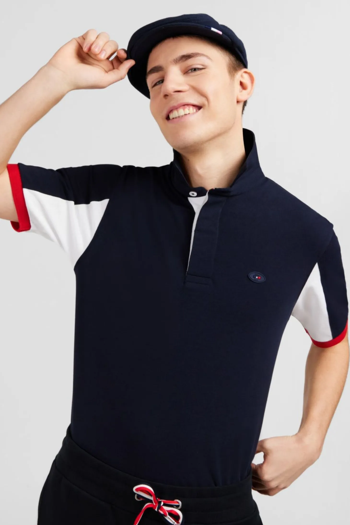Maillot Bleu Fonce Colorblock A Broderie N°10 Au Dos