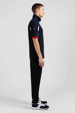Maillot Bleu Fonce Colorblock A Broderie N°10 Au Dos