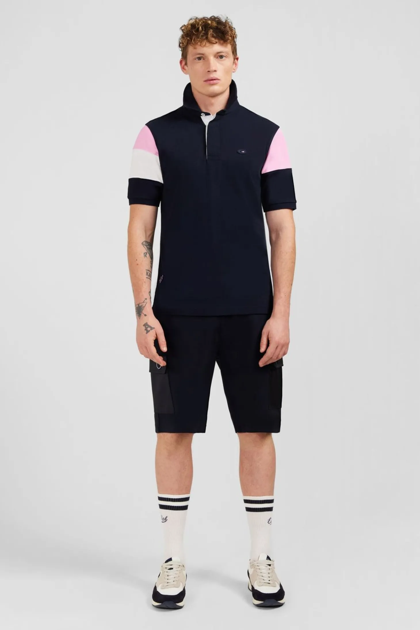 Maillot Bleu Fonce Colorblock A Broderies Xv De France