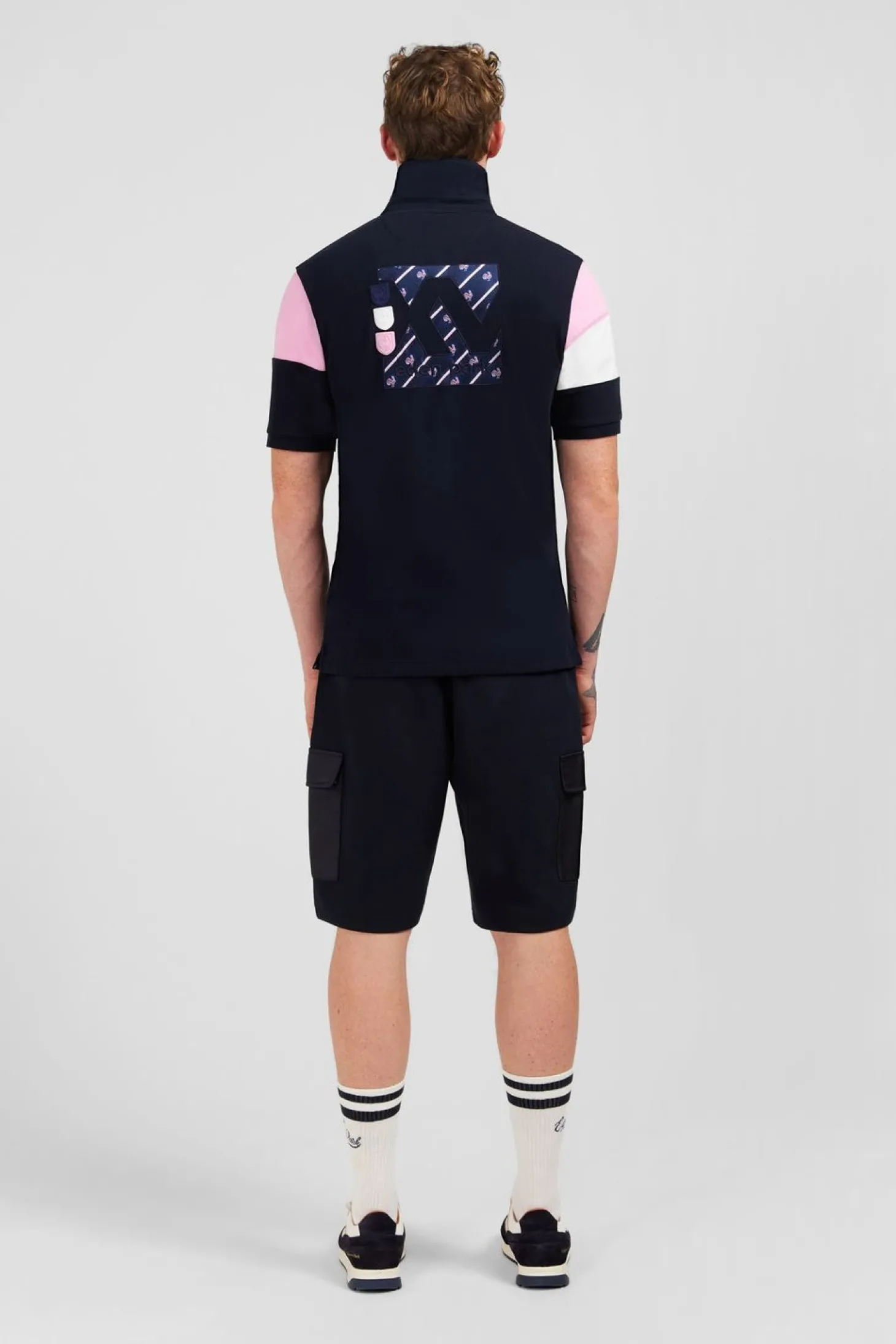 Maillot Bleu Fonce Colorblock A Broderies Xv De France