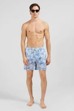 Maillot De Bain Bleu Imprime Palmiers