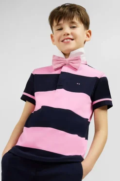 Maillot Manches Courtes Cercle Rose Et Marine En Pique Coton