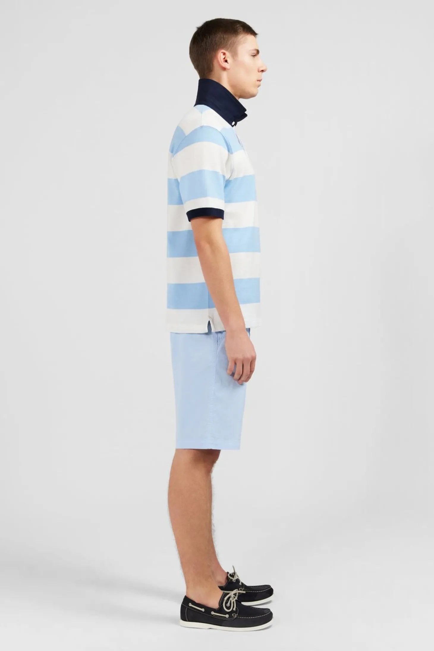 Maillot Raye Bleu Clair A Manches Courtes