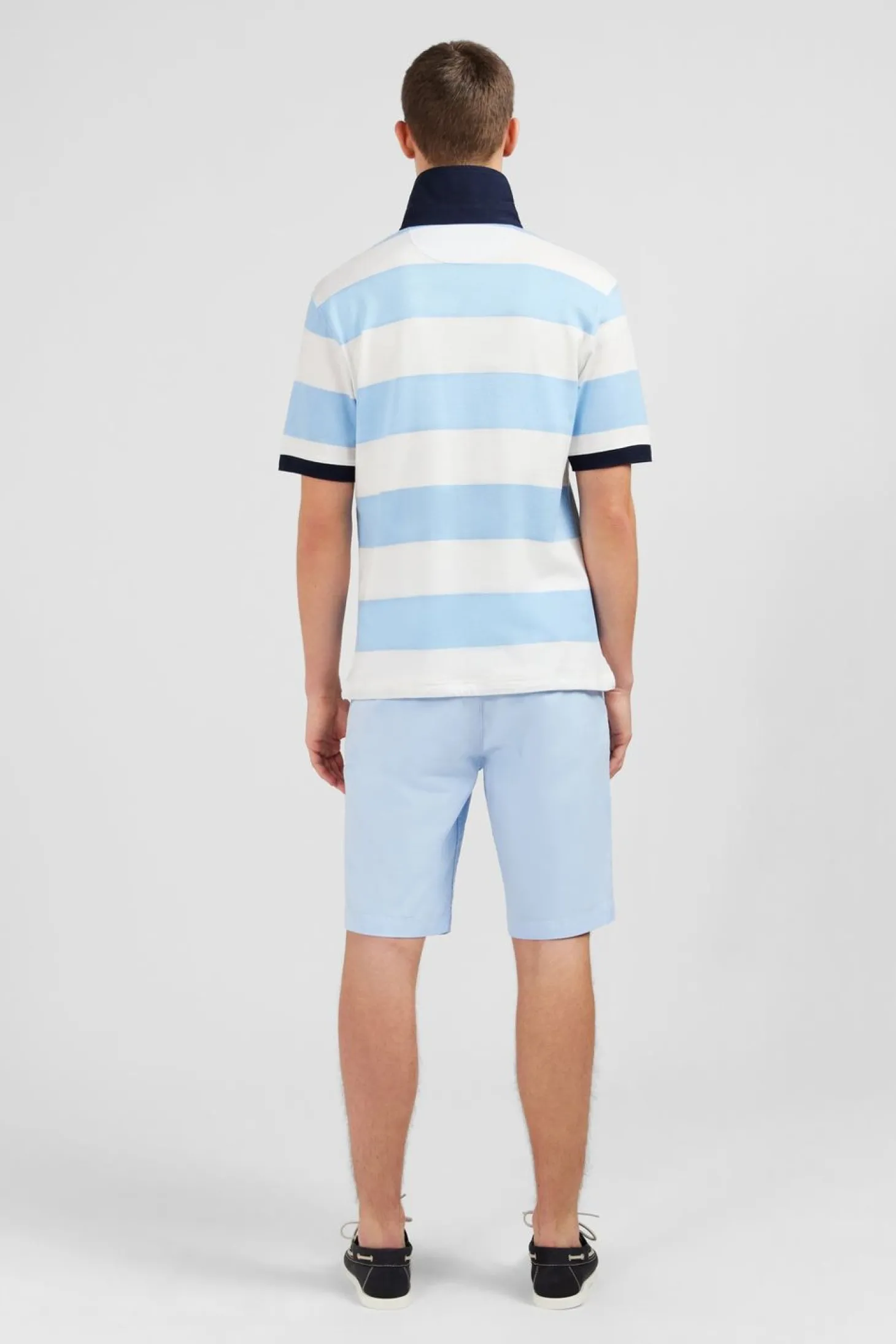 Maillot Raye Bleu Clair A Manches Courtes