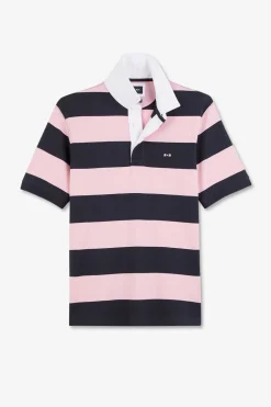 Maillot Raye Rose A Manches Courtes