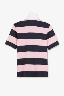 Maillot Raye Rose A Manches Courtes