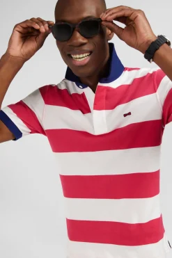 Maillot Raye Rouge A Manches Courtes