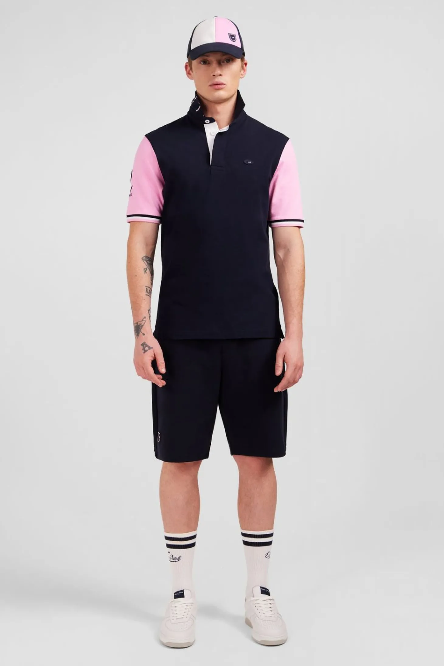 Maillot Rose Colorblock A Broderie Coq Au Dos