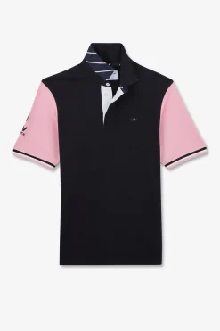 Maillot Rose Colorblock A Broderie Coq Au Dos