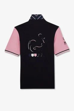 Maillot Rose Colorblock A Broderie Coq Au Dos