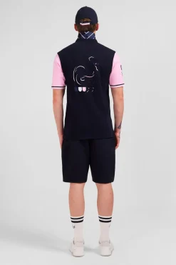 Maillot Rose Colorblock A Broderie Coq Au Dos