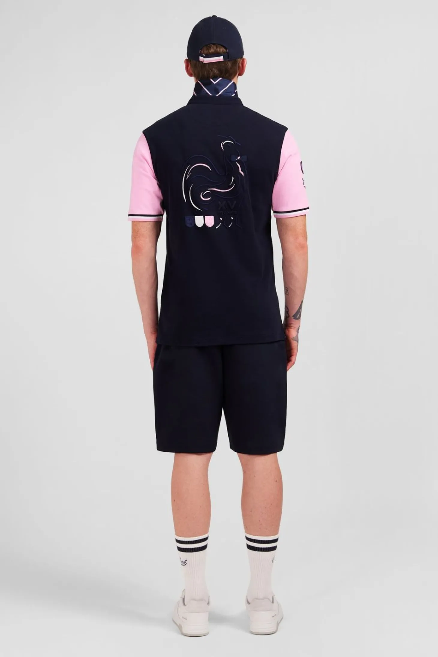 Maillot Rose Colorblock A Broderie Coq Au Dos