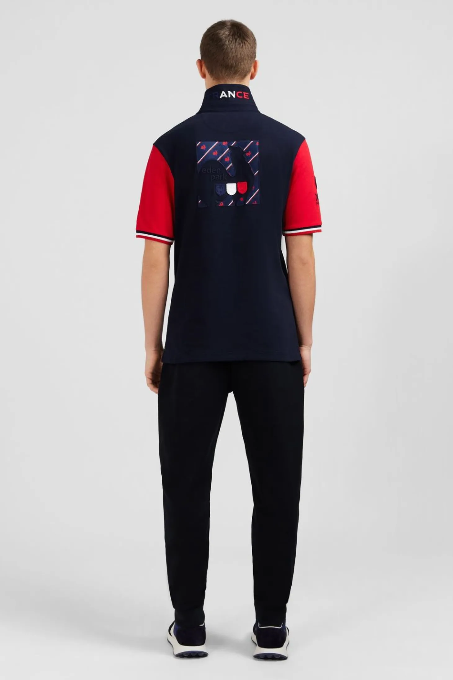Maillot Rouge Colorblock A Broderie Coq Au Dos