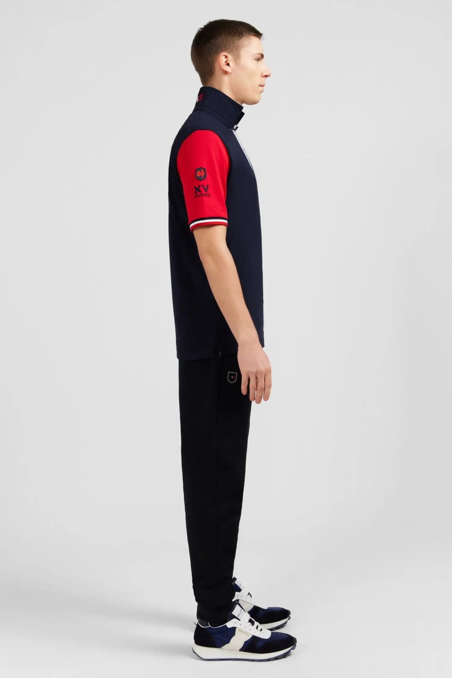 Maillot Rouge Colorblock A Broderie Coq Au Dos