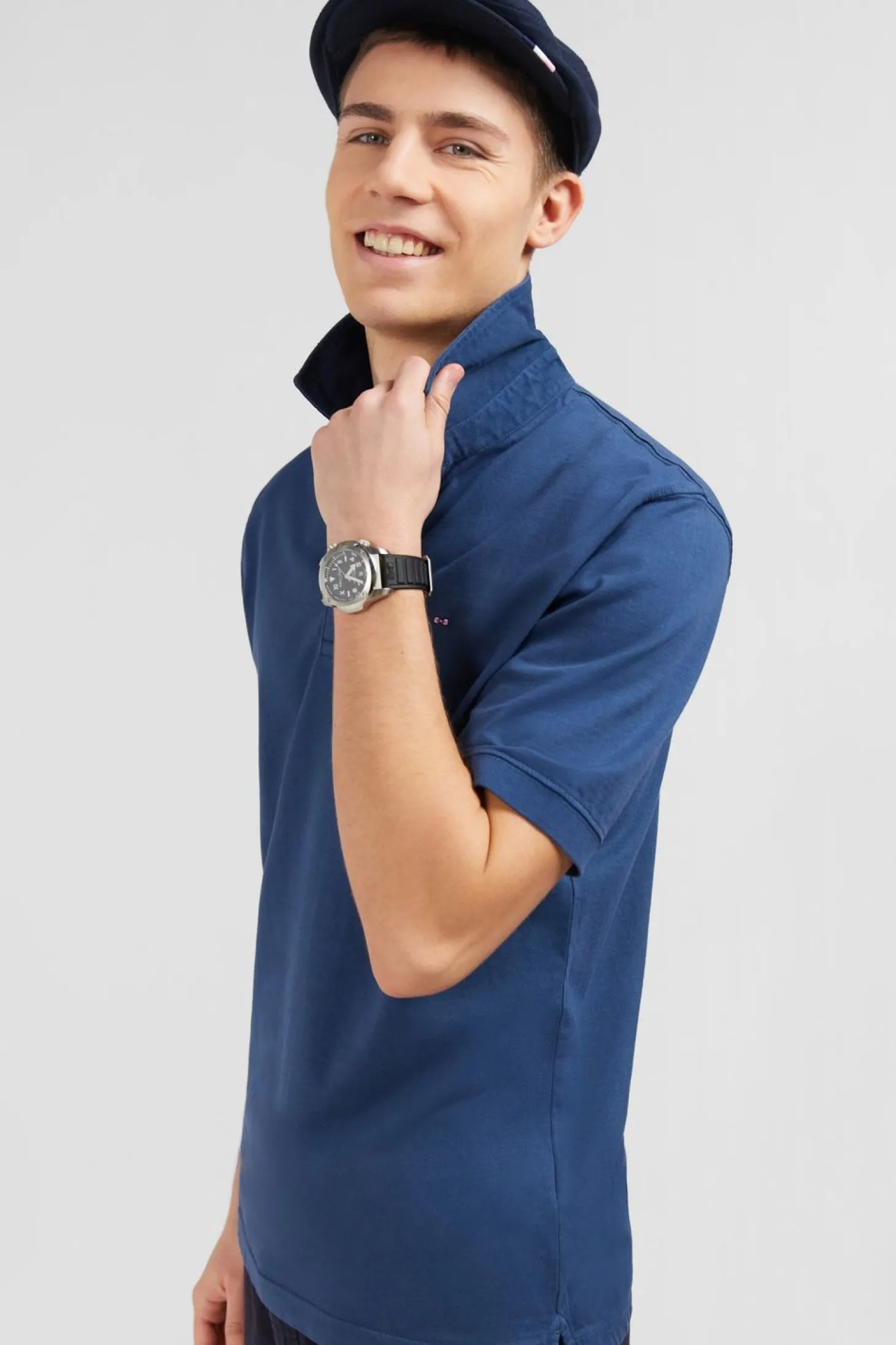 Maillot Uni Bleu Fonce En Jersey