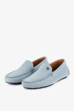 Mocassins Bleu Ciel En Cuir Suede