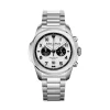 Montre A Quartz Chronographe En Acier Argente