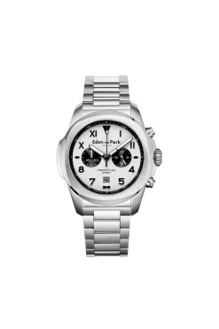 Montre A Quartz Chronographe En Acier Argente