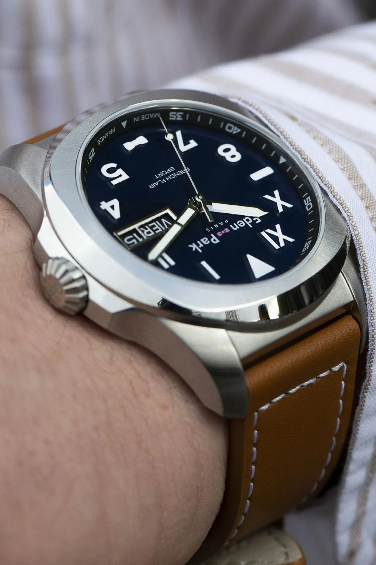 Montre A Quartz En Cuir Marron