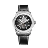 Montre Automatique Skeleton En Cuir Noir