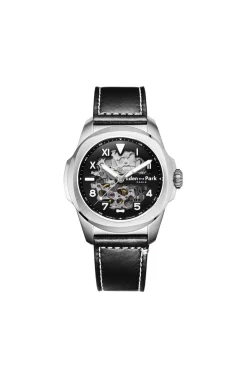 Montre Automatique Skeleton En Cuir Noir