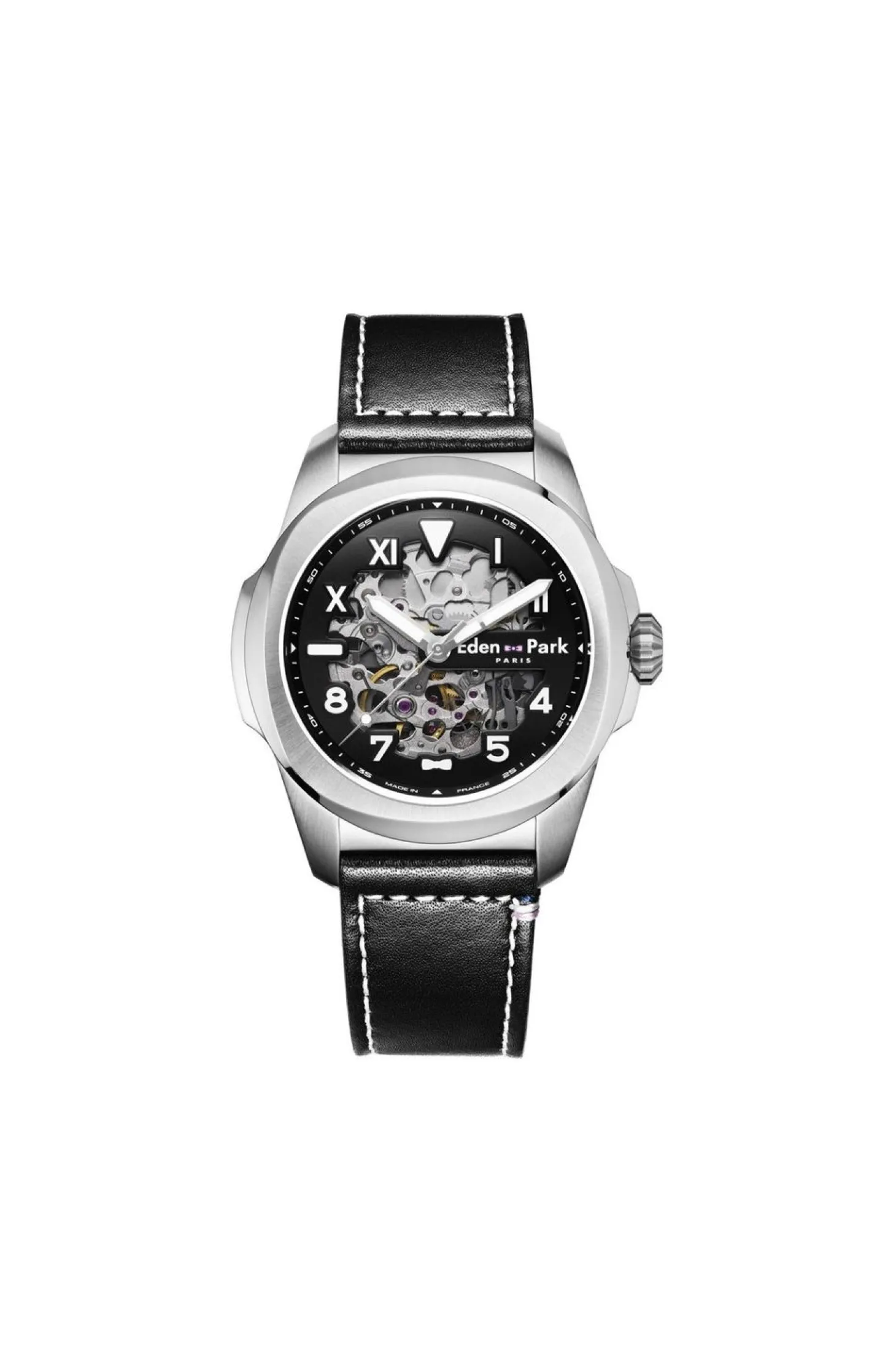 Montre Automatique Skeleton En Cuir Noir