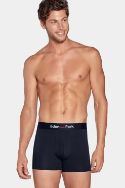 Pack De 2 Boxers Blanc Rayures Rouge Et Uni Bleu Fonce