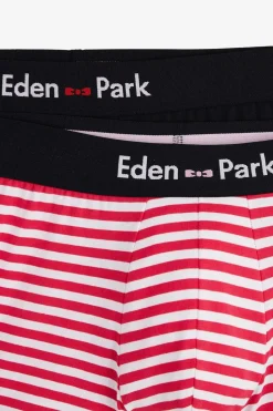 Pack De 2 Boxers Blanc Rayures Rouge Et Uni Bleu Fonce