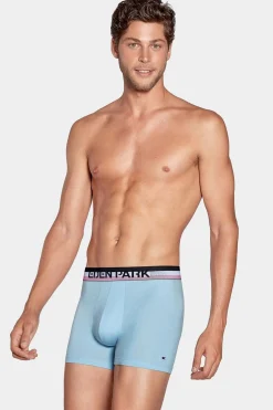 Pack De 2 Boxers Bleu Ciel Et Bleu Uni Ceinture Contrastante
