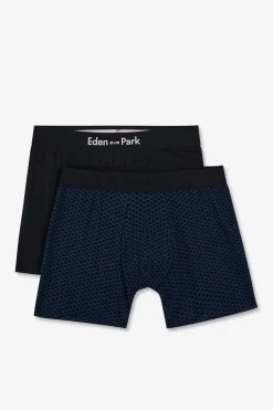 Pack De 2 Boxers Bleu Details Motifs Et Uni