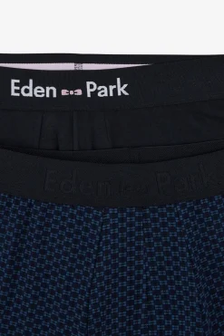 Pack De 2 Boxers Bleu Details Motifs Et Uni