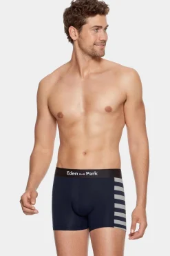 Pack De 2 Boxers Bleu Marine Details Rayures Et Uni