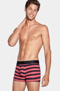 Pack De 2 Boxers Bleu Marine Rayures Rose Et Uni