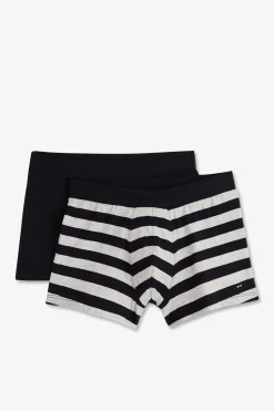 Pack De 2 Boxers Bleu Marine Rayures Grise Et Uni