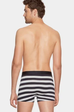 Pack De 2 Boxers Bleu Marine Rayures Grise Et Uni