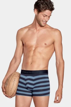 Pack De 2 Boxers Bleu Marine Rayures Bleu Clair Et Uni