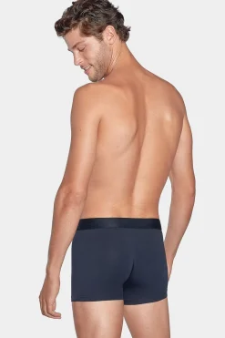 Pack De 2 Boxers Bleu Marine Rayures Bleu Clair Et Uni
