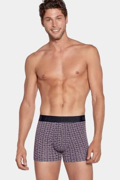 Pack De 2 Boxers Bleu Uni Et Rose A Micro-Motifs Ep
