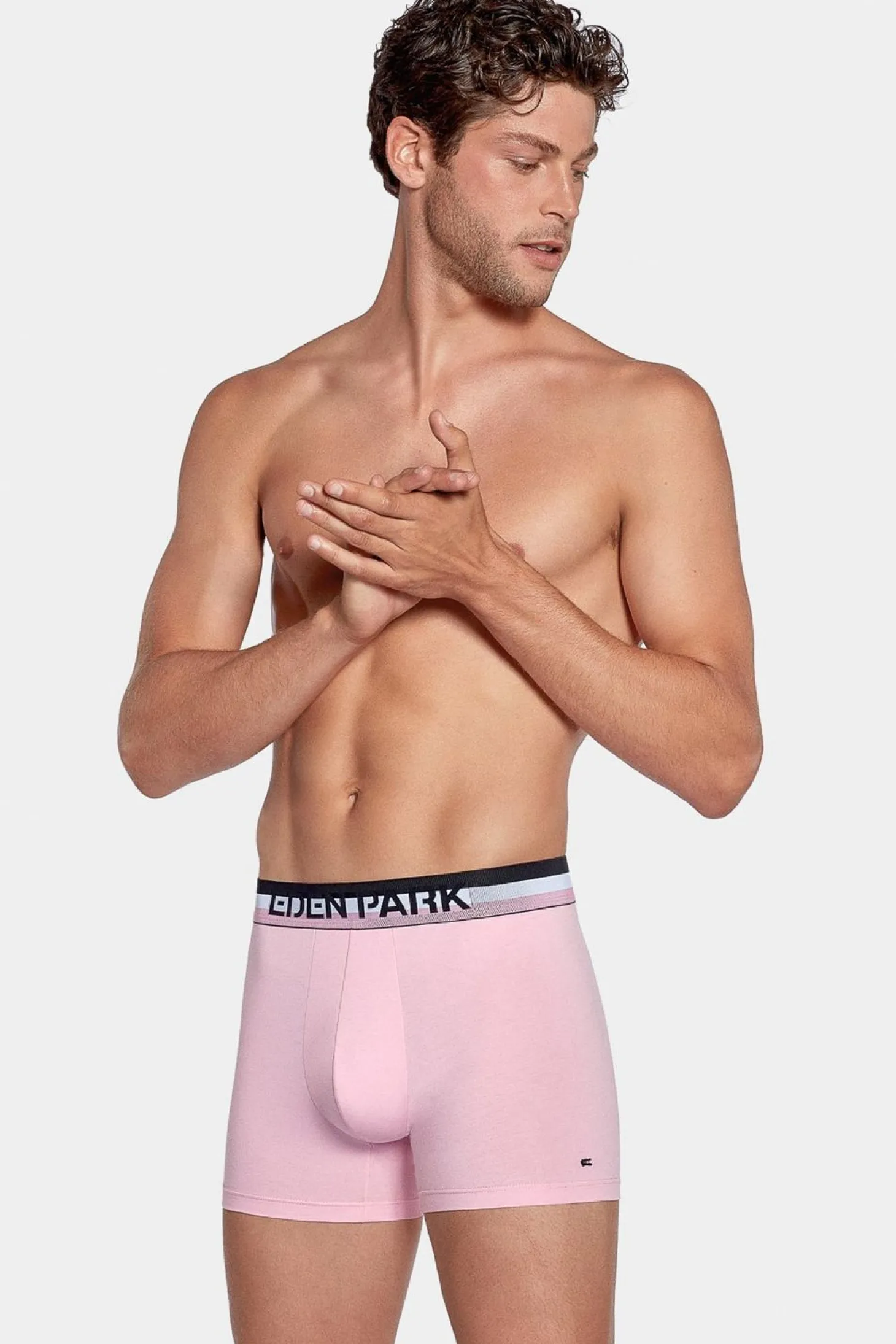 Pack De 2 Boxers Rose Et Bleu Uni Ceinture Contrastante