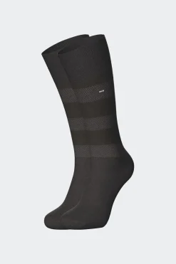 Paire De Chaussettes Cerclees Noires En Coton Stretch