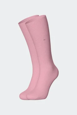 Paire De Chaussettes Cerclees Roses En Coton Stretch
