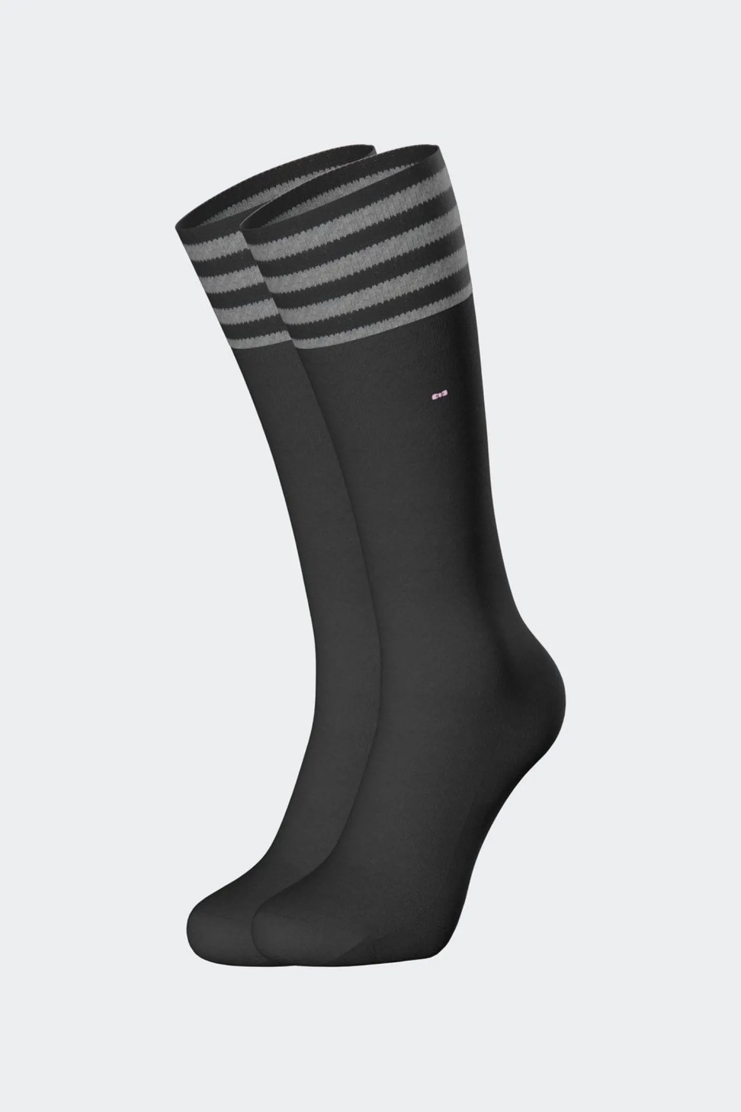 Paire De Chaussettes Noires A Bords Rayes En Coton Stretch